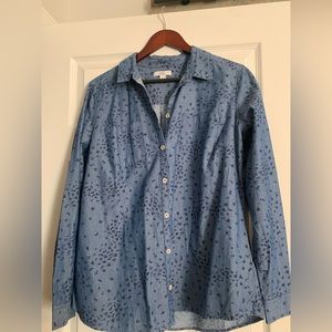 Croft & Barrow Large Blue Jean look - Floral Print Long Sleeve Shirt
